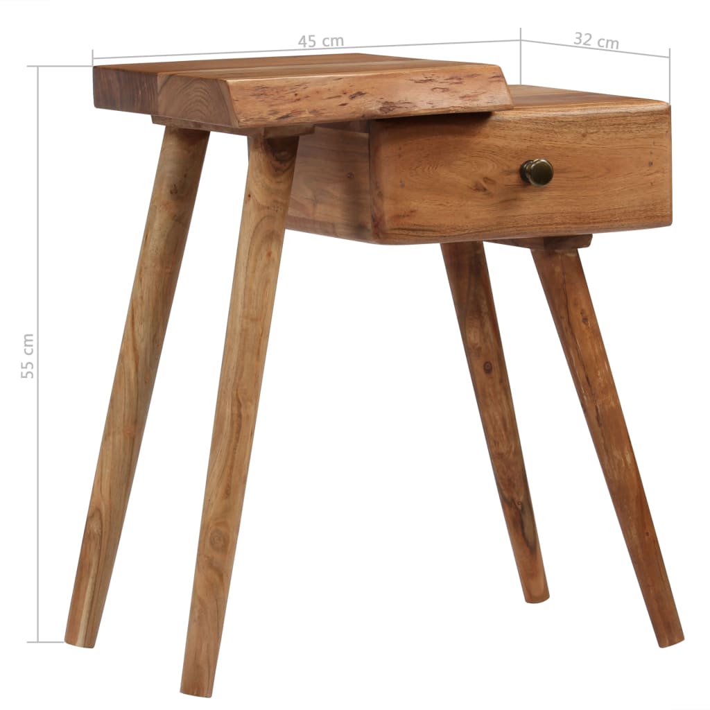 vidaXL Nočna mizica trden akacijev les 45x32x55 cm