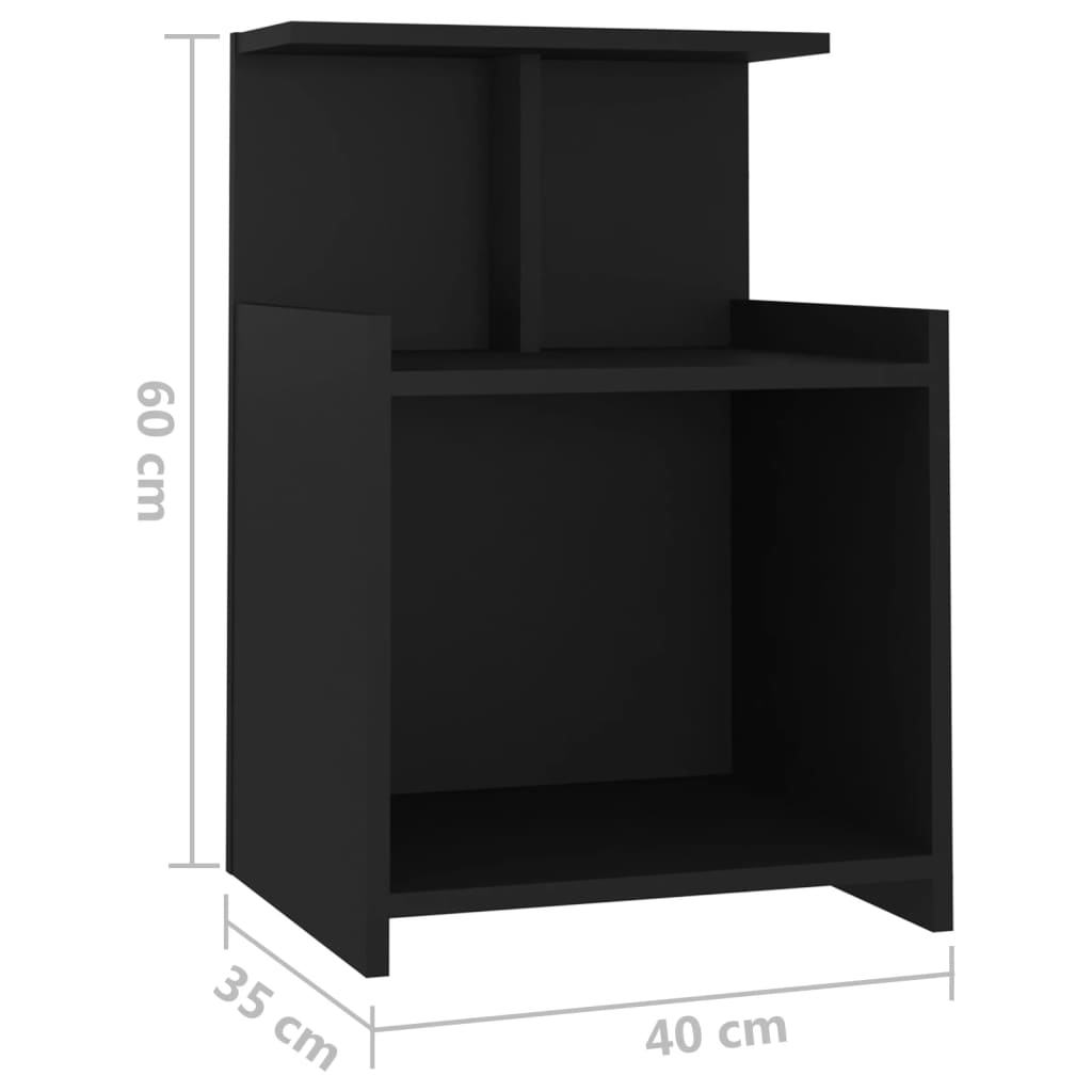 vidaXL Nočna omarica črna 40x35x60 cm iverna plošča