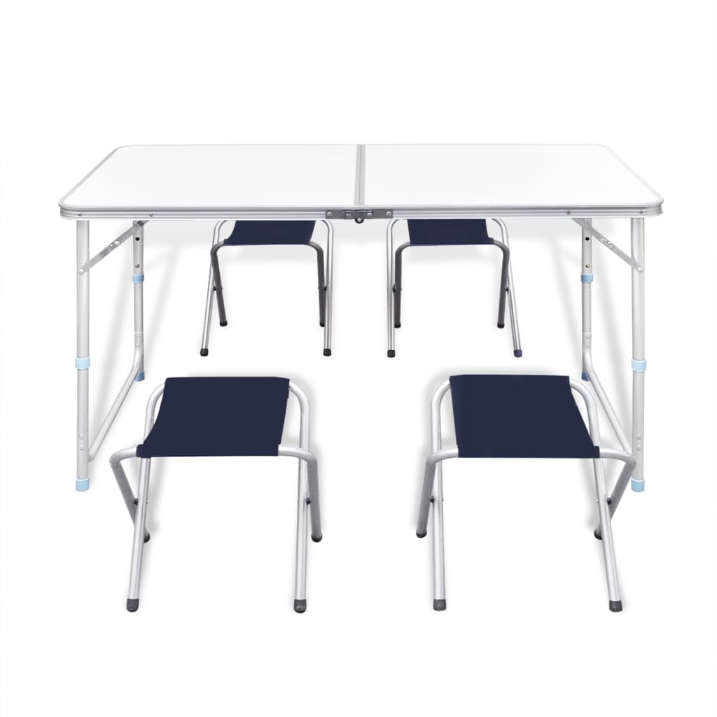 Zložljiv set za kampiranje miza z nastavljivo višino 120x60cm in 4stol