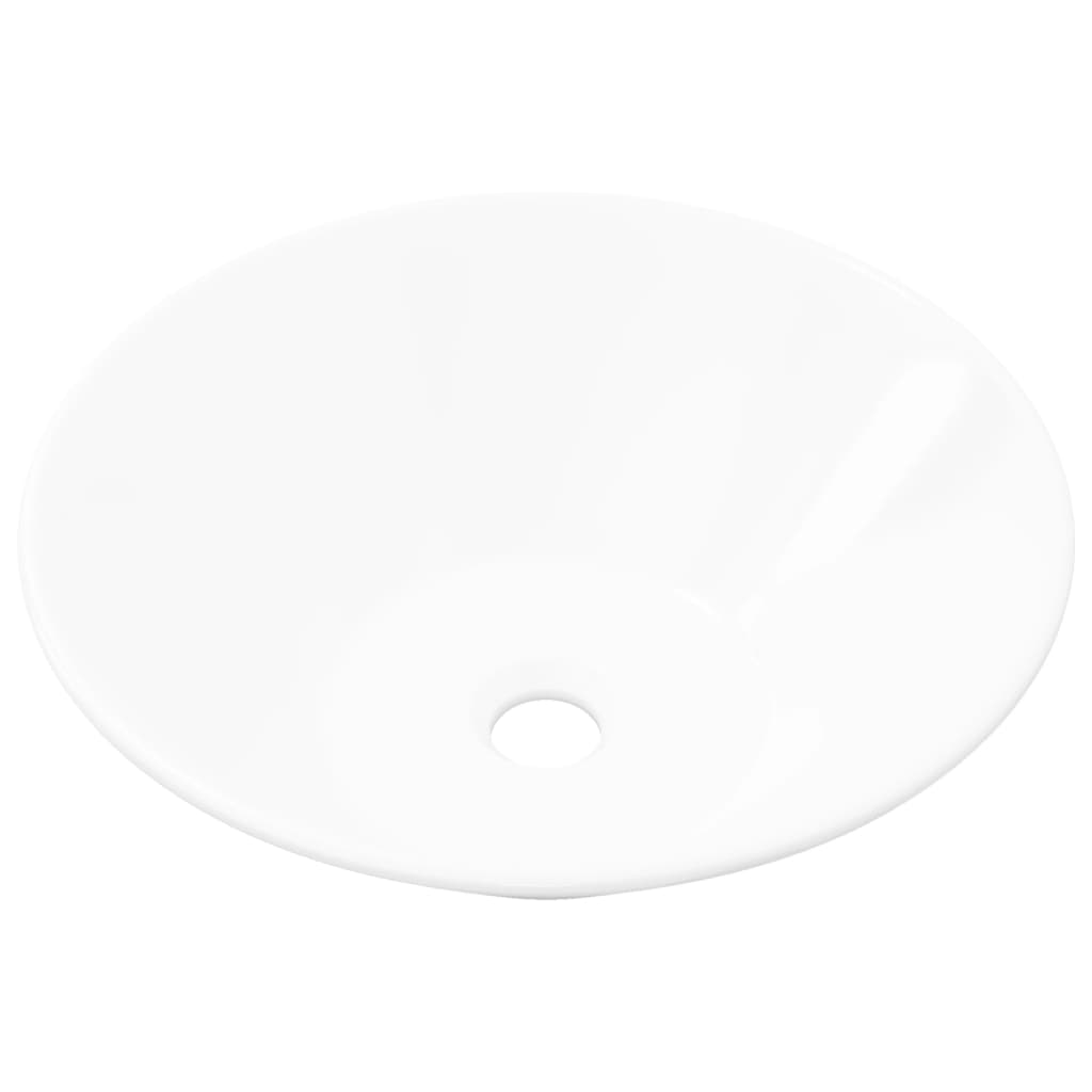 Beli kopalniški keramični umivalnik v obliki sklede