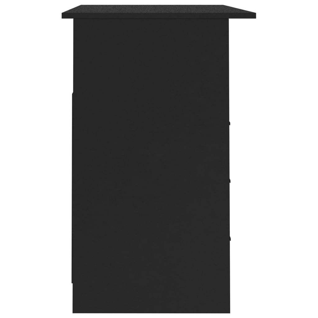 vidaXL Pisalna miza s predali črna 110x50x76 cm iverna plošča