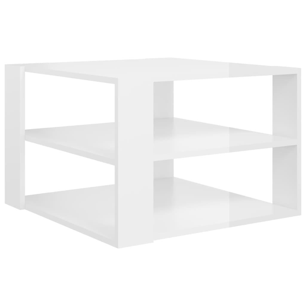 vidaXL Klubska mizica visok sijaj bela 60x60x40 cm iverna plošča