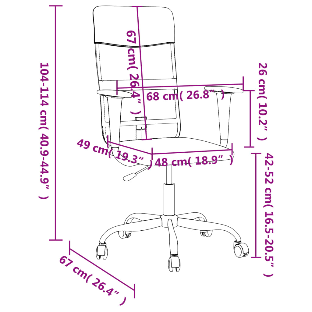 vidaXL Pisarniški stol nastavljiv po višini sivo blago in umetno usnje