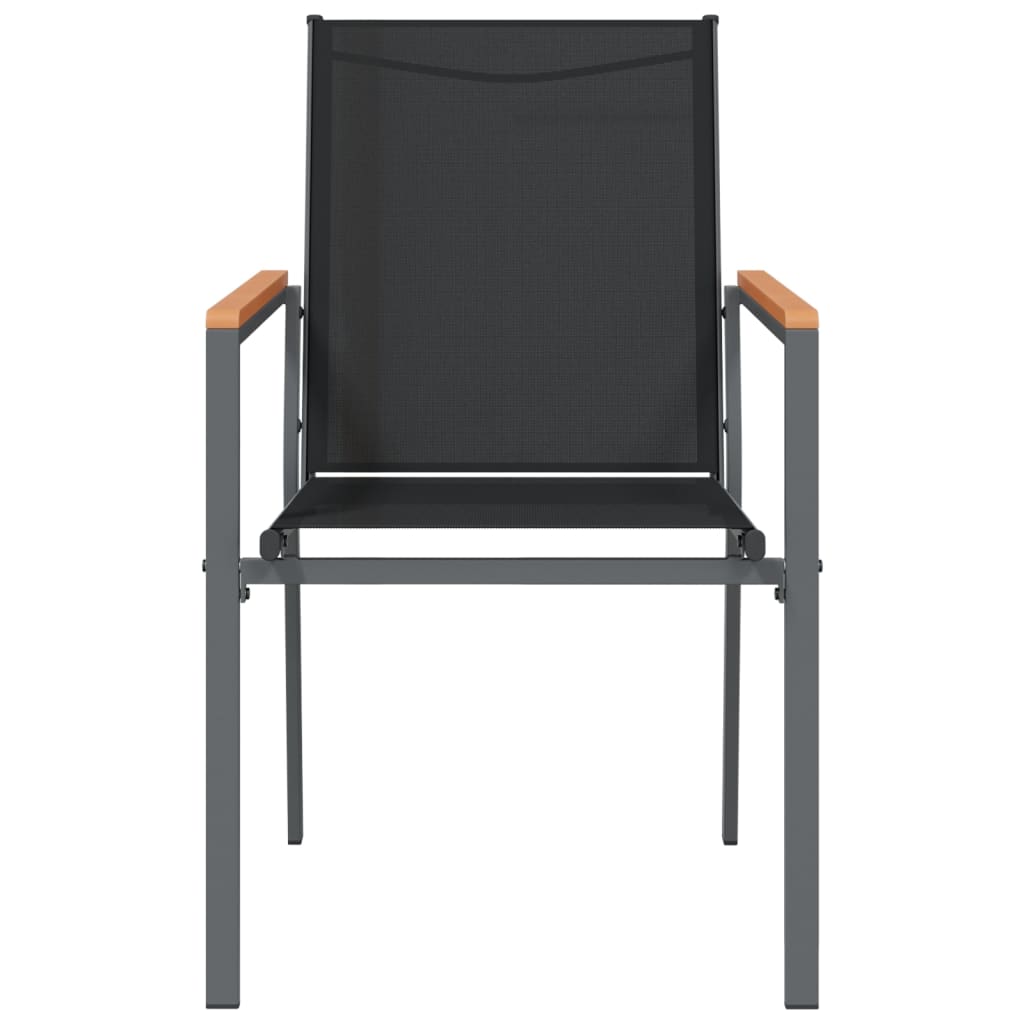 vidaXL Vrtni stoli 2 kosa črni 55x61,5x90 cm textilene in jeklo