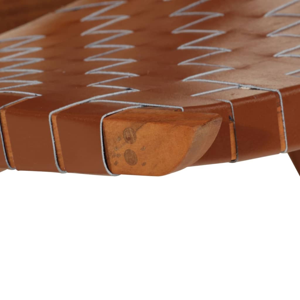 vidaXL Zložljiv stol za sproščanje rjavo pravo usnje