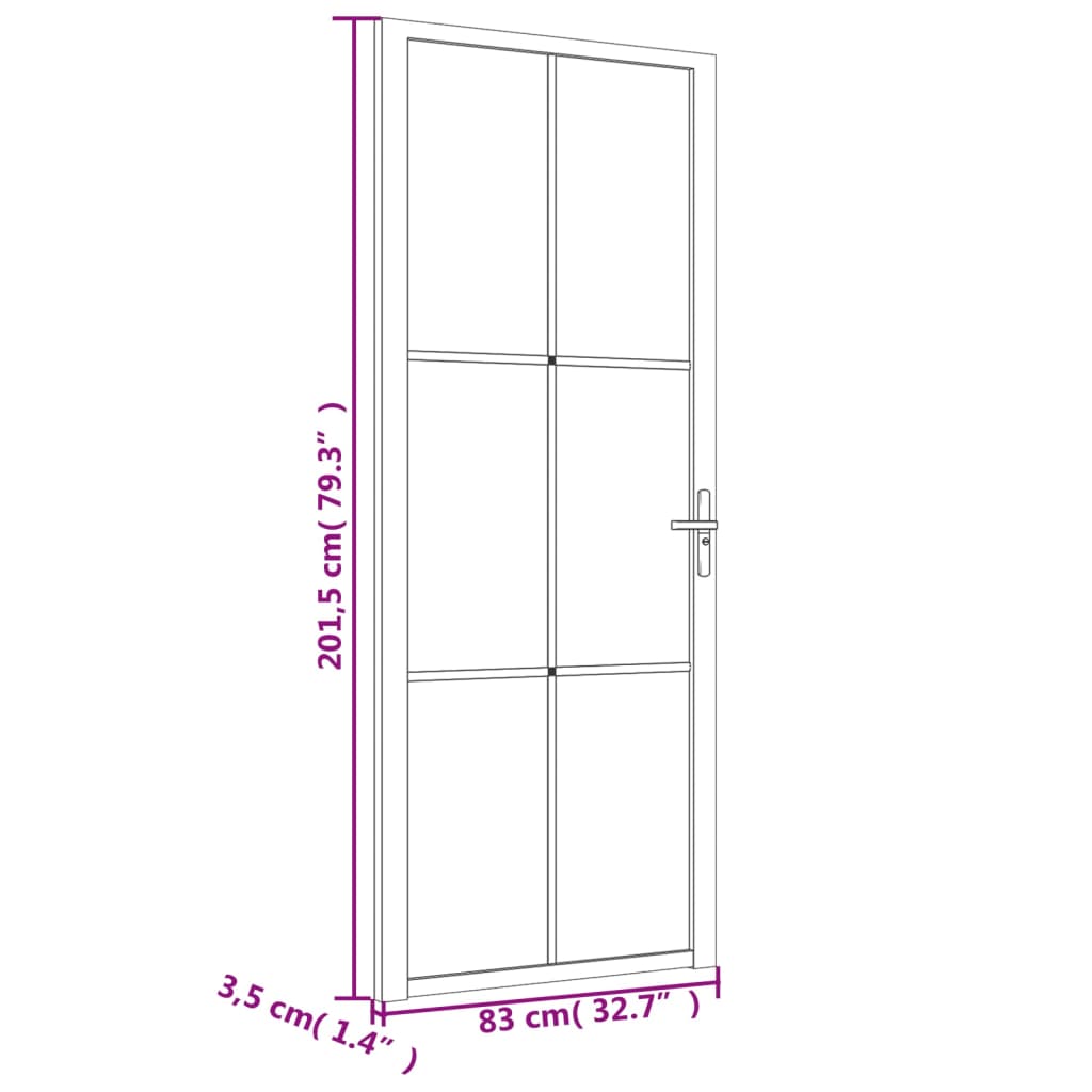 vidaXL Notranja vrata 83x201,5 cm Bela ESG steklo in aluminij