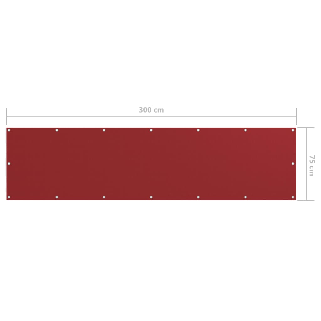 vidaXL Balkonsko platno rdeče 75x300 cm oksford blago