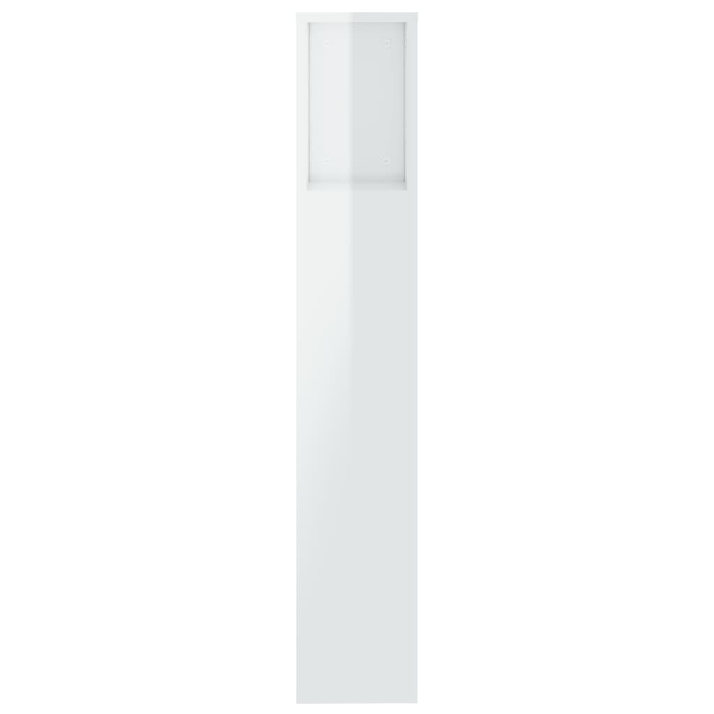 vidaXL Vzglavna omarica visok sijaj bela 200x18,5x104,5 cm