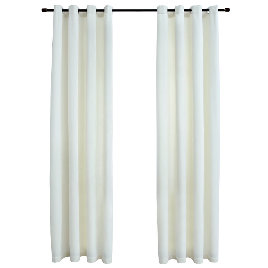 vidaXL Zatemnitvene zavese z obročki 2 kosa žamet krem 140x225 cm