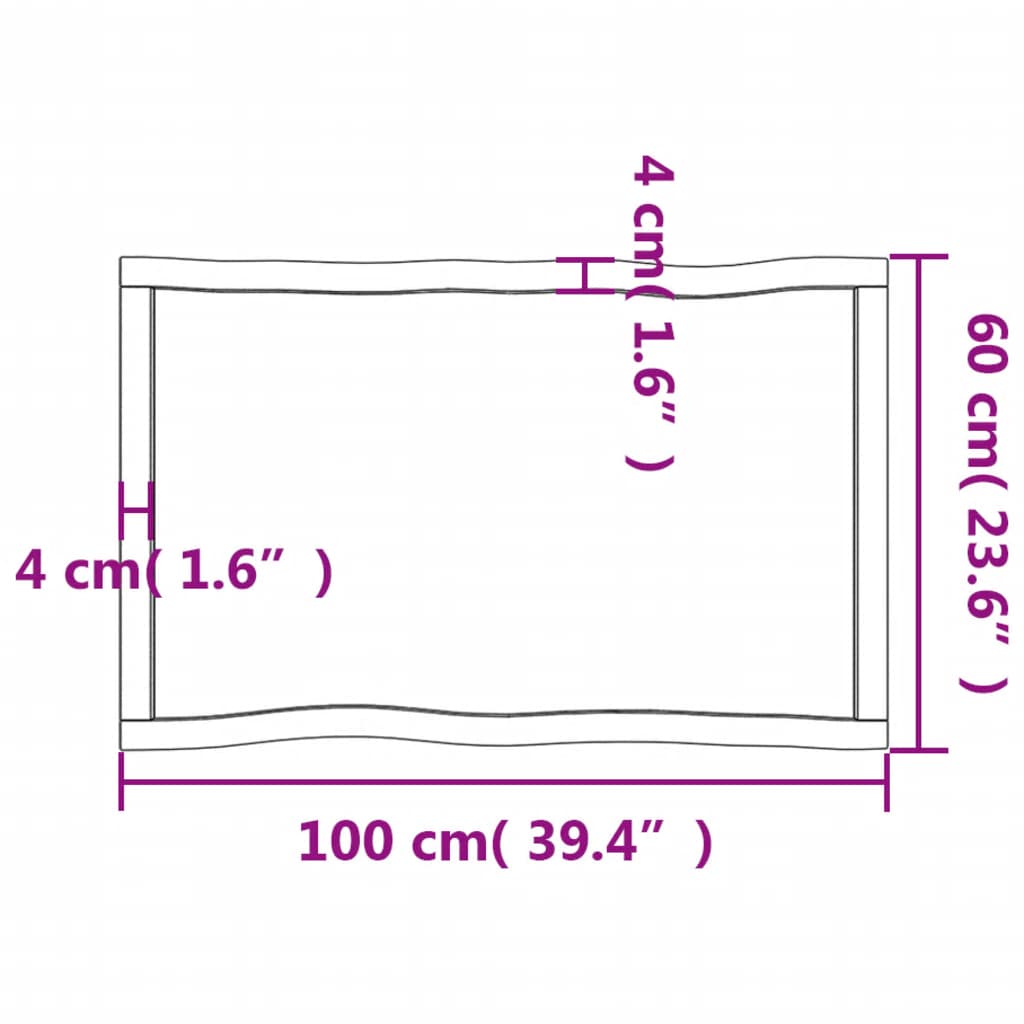 vidaXL Mizna plošča sv. rjava 100x60x(2-6)cm obdelana trdna hrastovina