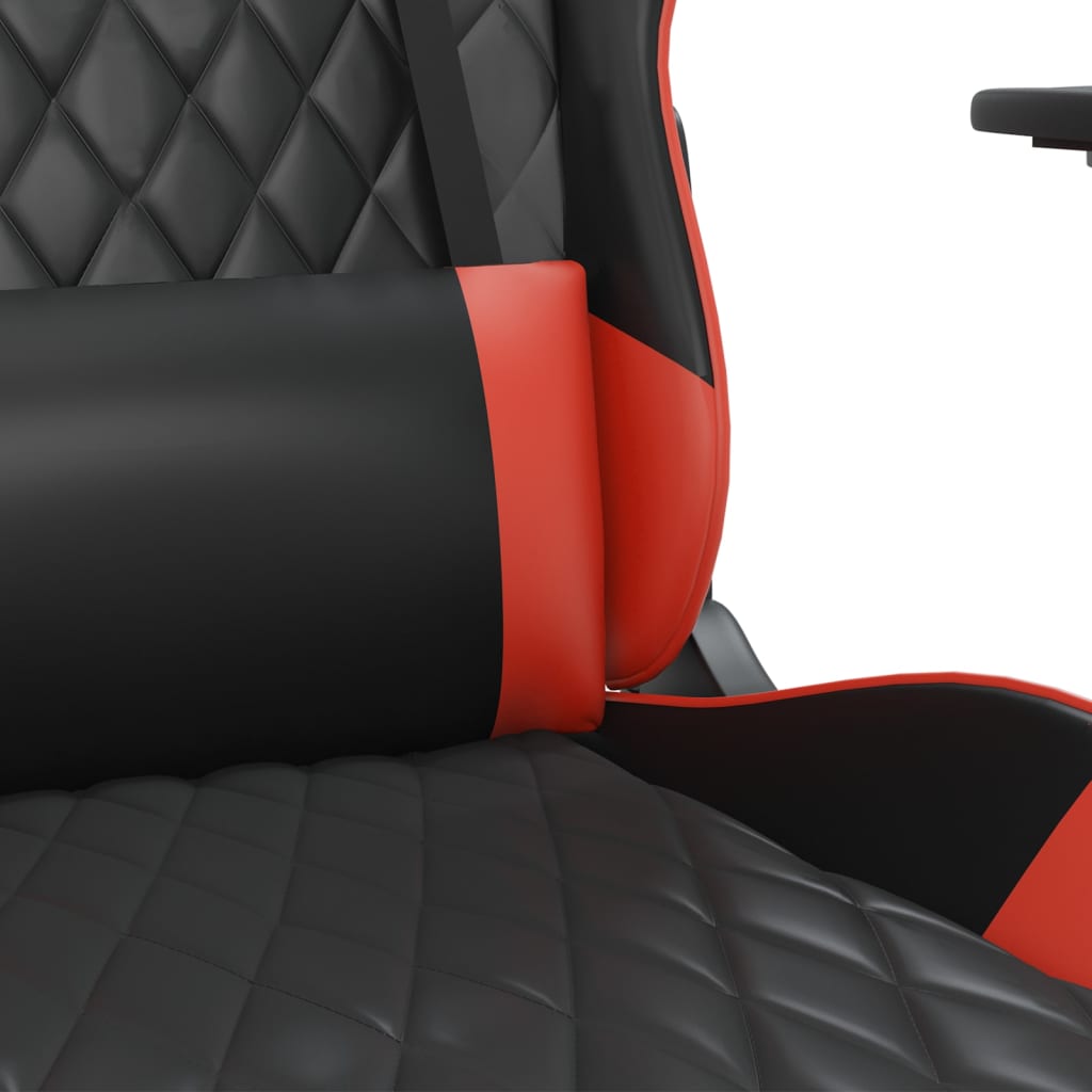 vidaXL Masažni gaming stol črno in rdeče umetno usnje