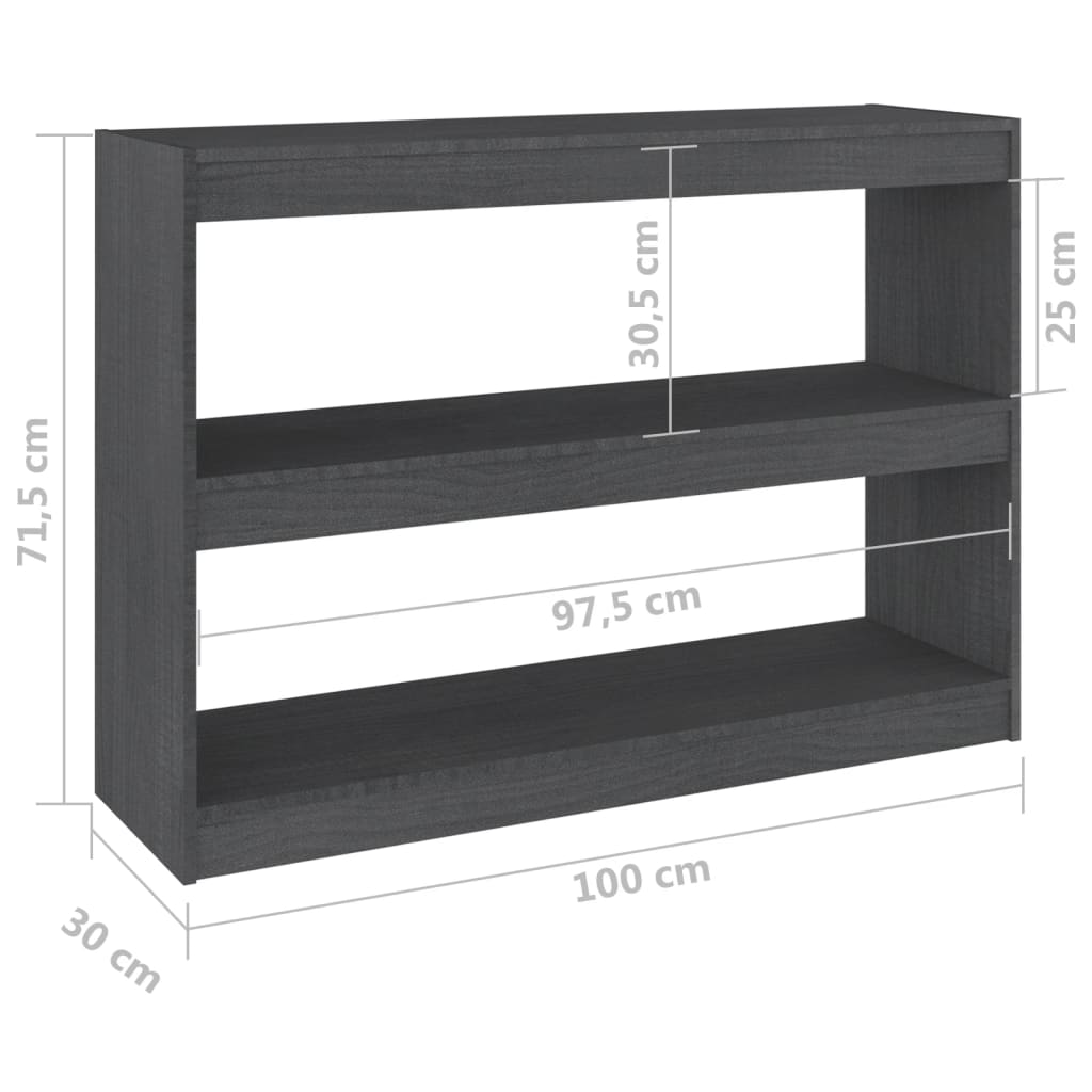 vidaXL Knjižna omara za razdelitev prostora siva 100x30x71,5 cm
