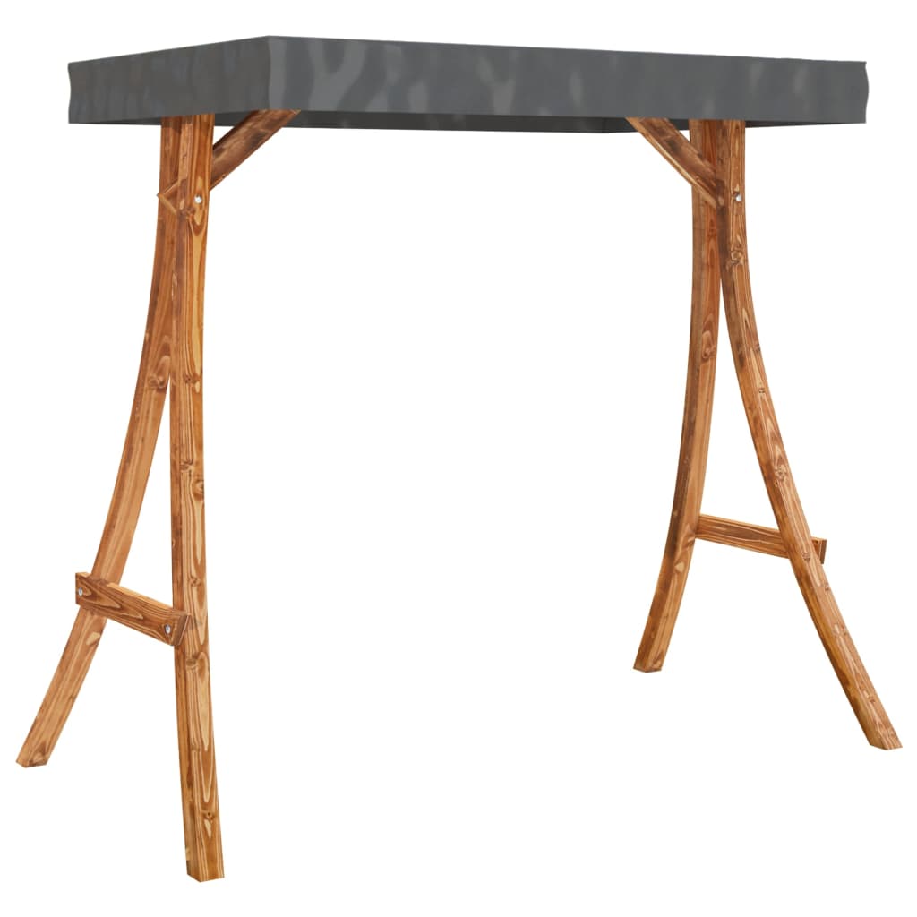 vidaXL Gugalni stol z blazino in nadstreškom trdna smrekovina