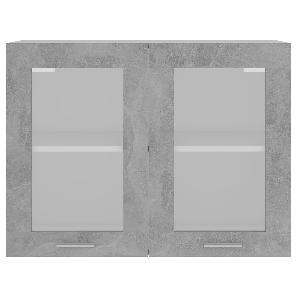 vidaXL Viseča steklena omarica betonsko siva 80x31x60 cm iverna plošča