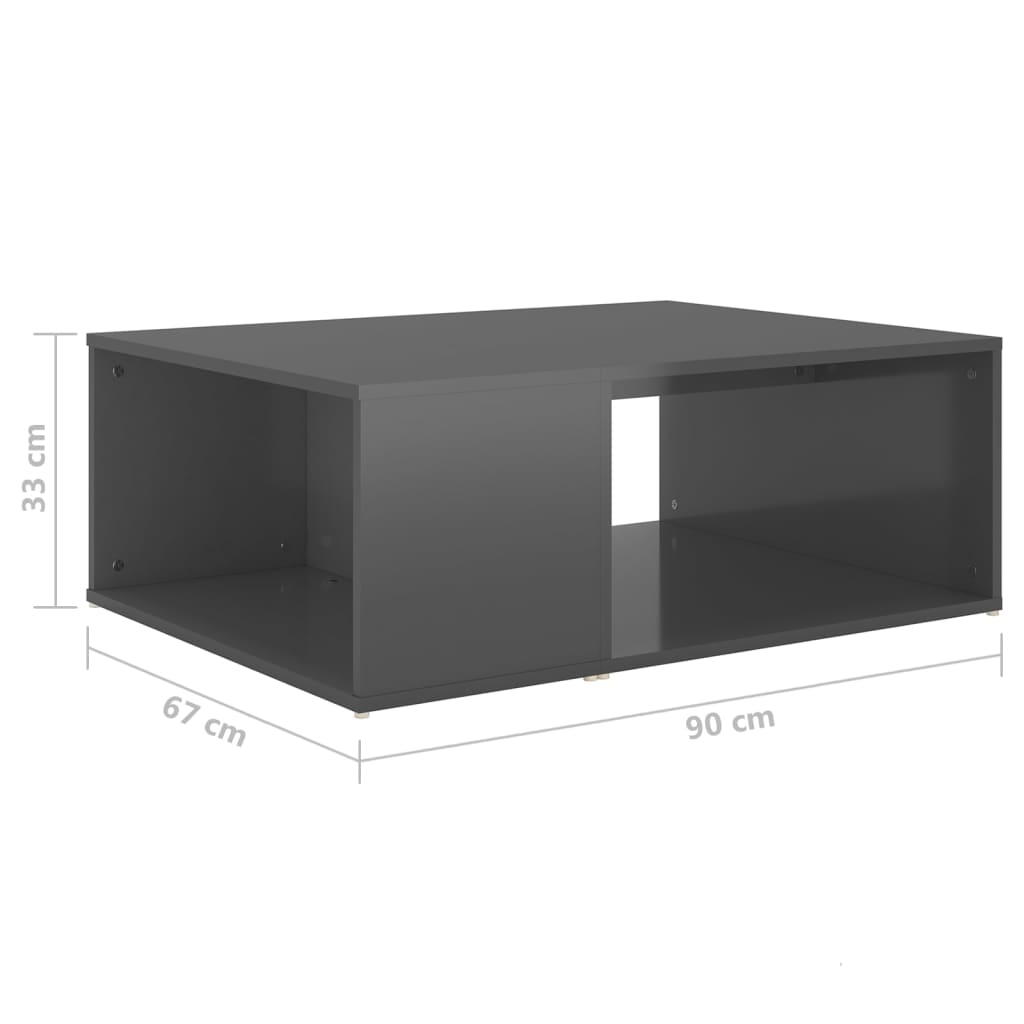 vidaXL Klubska mizica visok sijaj siva 90x67x33 cm iverna plošča