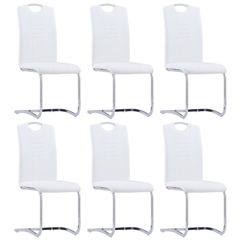 vidaXL Nihajni jedilni stoli 6 kosov belo umetno usnje