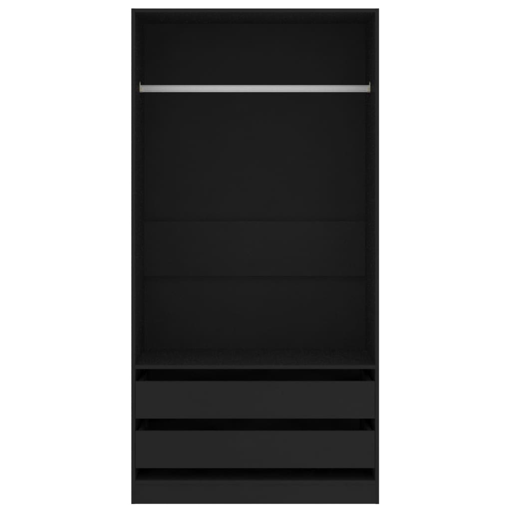 vidaXL Garderobna omara črna 100x50x200 cm iverna plošča