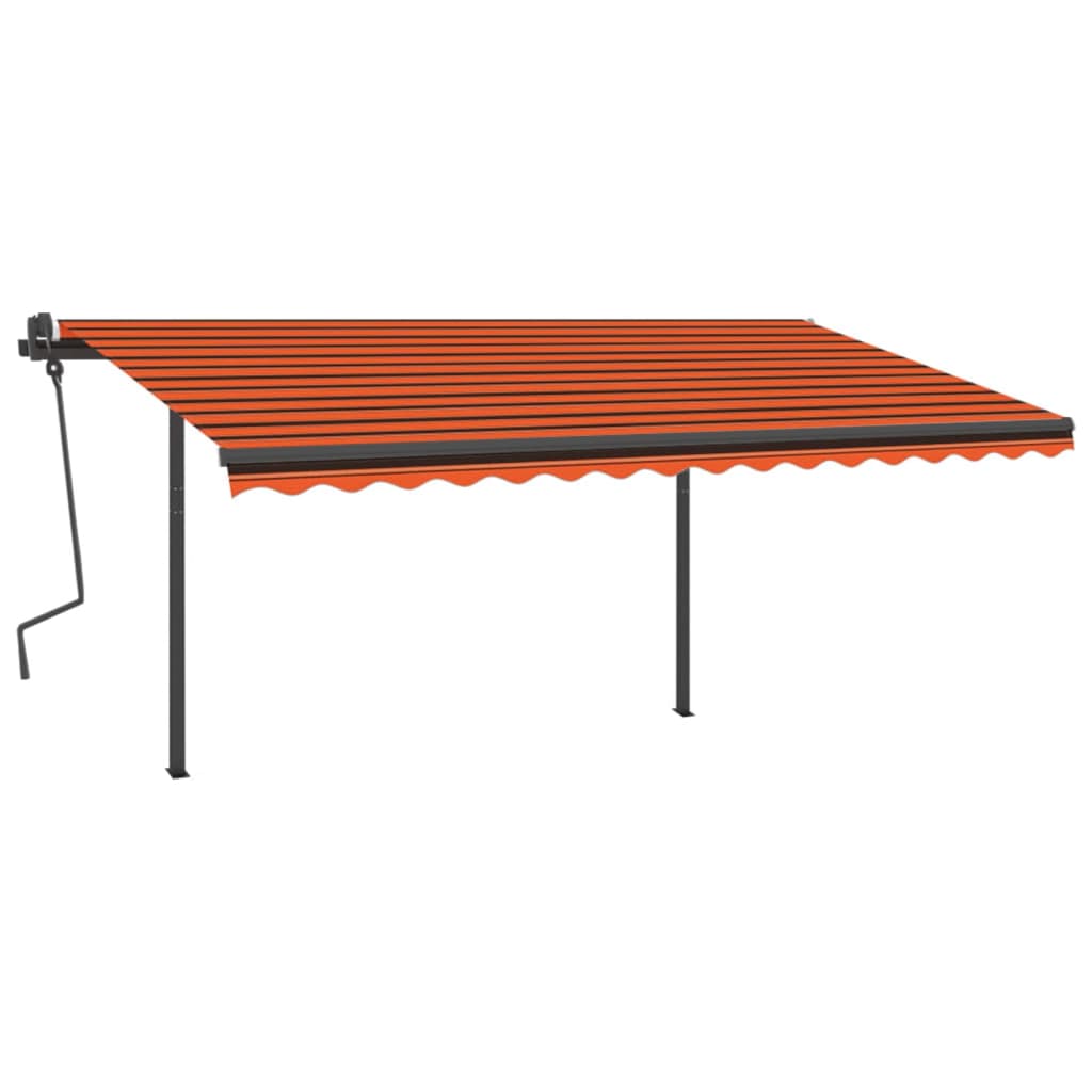 vidaXL Ročno zložljiva tenda z LED lučkami 4x3,5 m oranžna in rjava