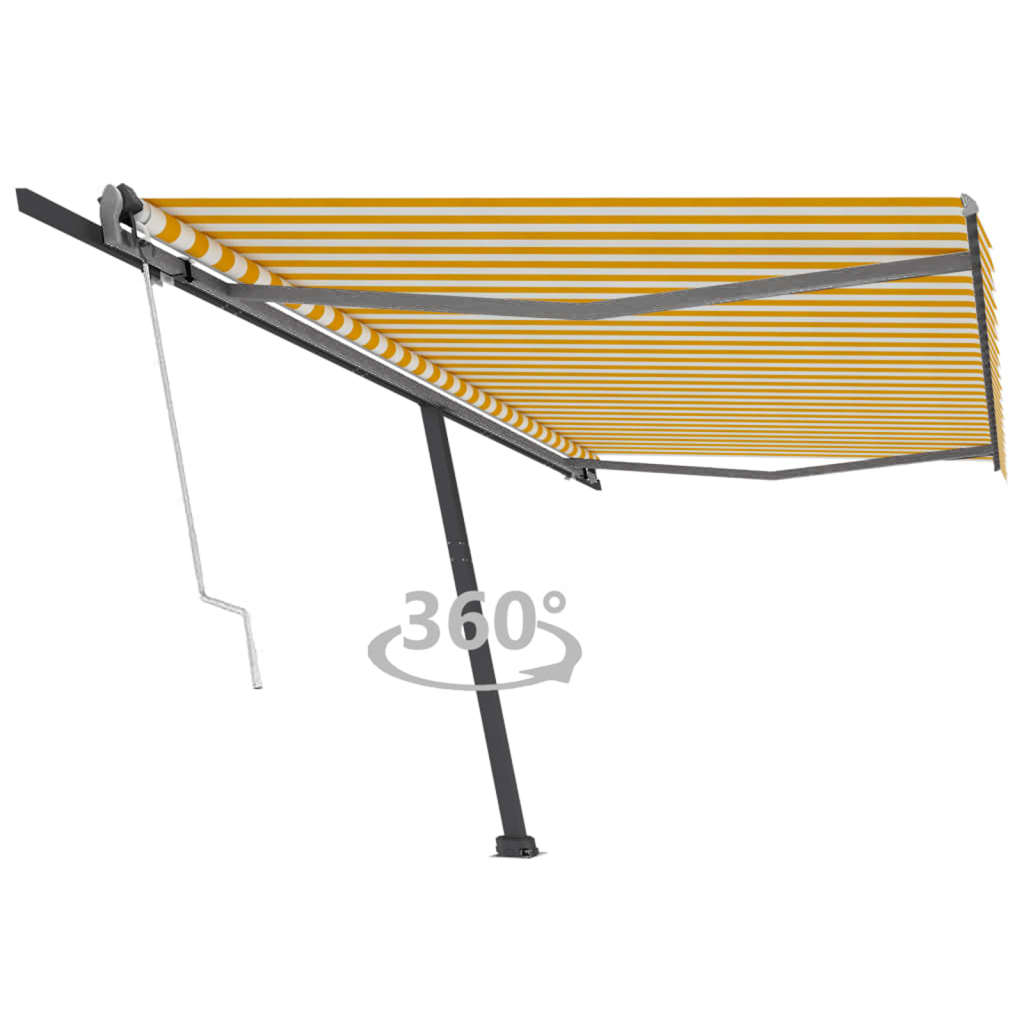 vidaXL Prostostoječa avtomatska tenda 500x300cm rumena/bela