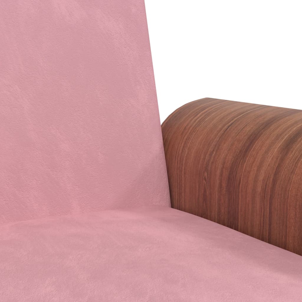 vidaXL Raztegljiv kavč z držali za skodelice roza žamet