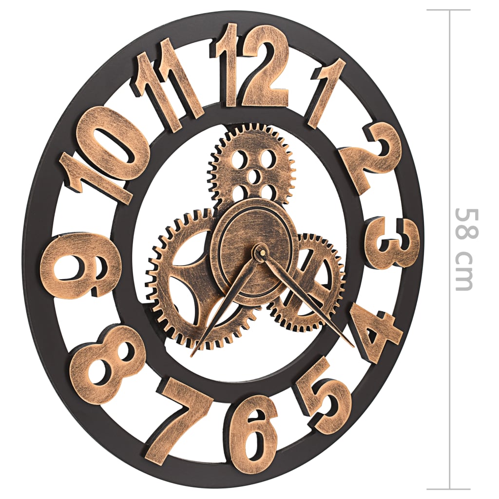 vidaXL Stenska ura kovinska 58 cm zlata in črna