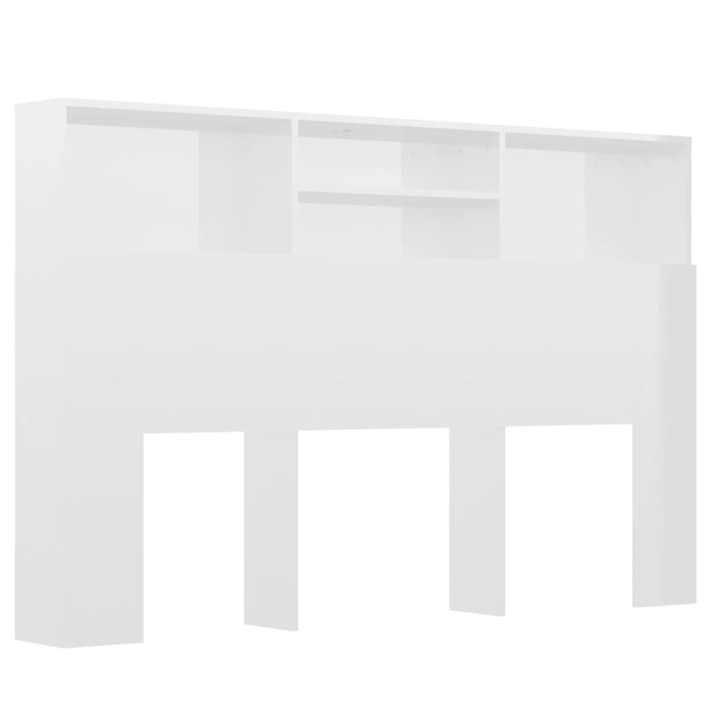 vidaXL Vzglavna omarica visok sijaj bela 160x19x103,5 cm