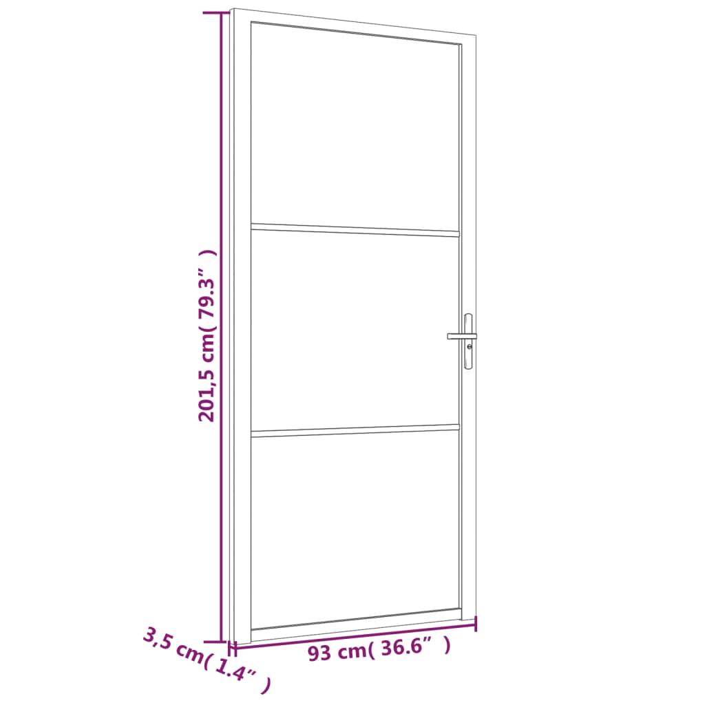 vidaXL Notranja vrata 76x201,5 cm črno mat steklo in aluminij