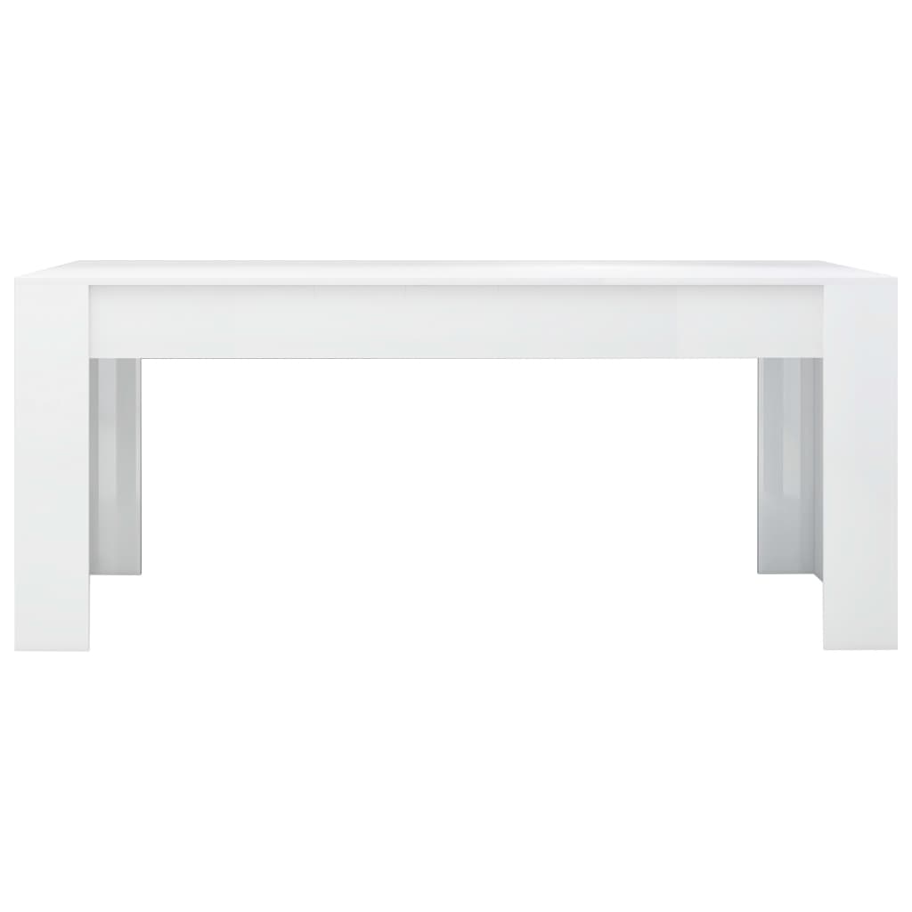 vidaXL Jedilna miza visok sijaj bela 180x90x76 cm iverna plošča