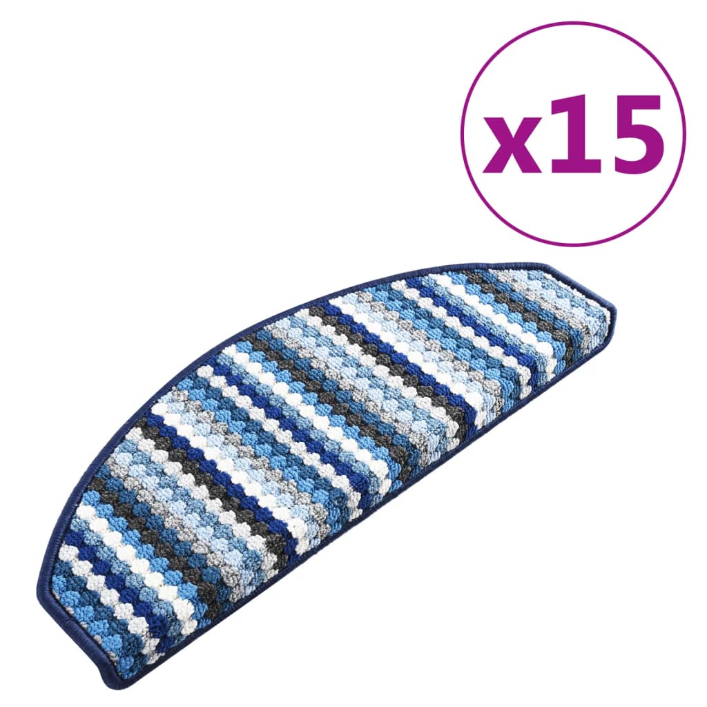 vidaXL Samolepilne preproge za stopnice 15 kos 65x24x4 večbarvne modre