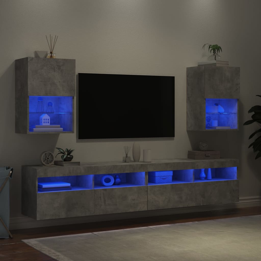 vidaXL TV omarica z LED lučkami 2 kosa betonsko siva 40,5x30x60 cm
