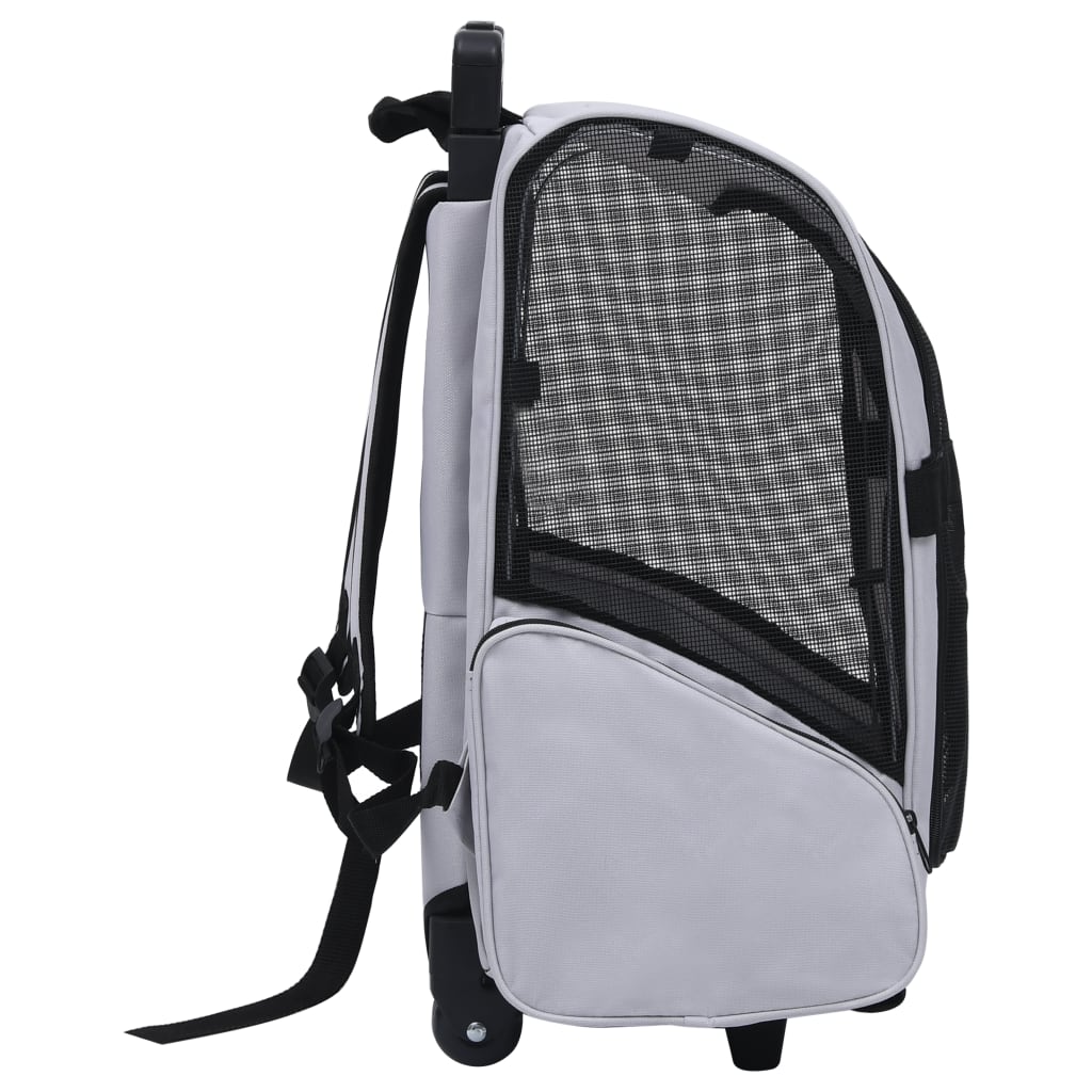 vidaXL Zložljiv večnamenski voziček za hišne ljubljenčke siv
