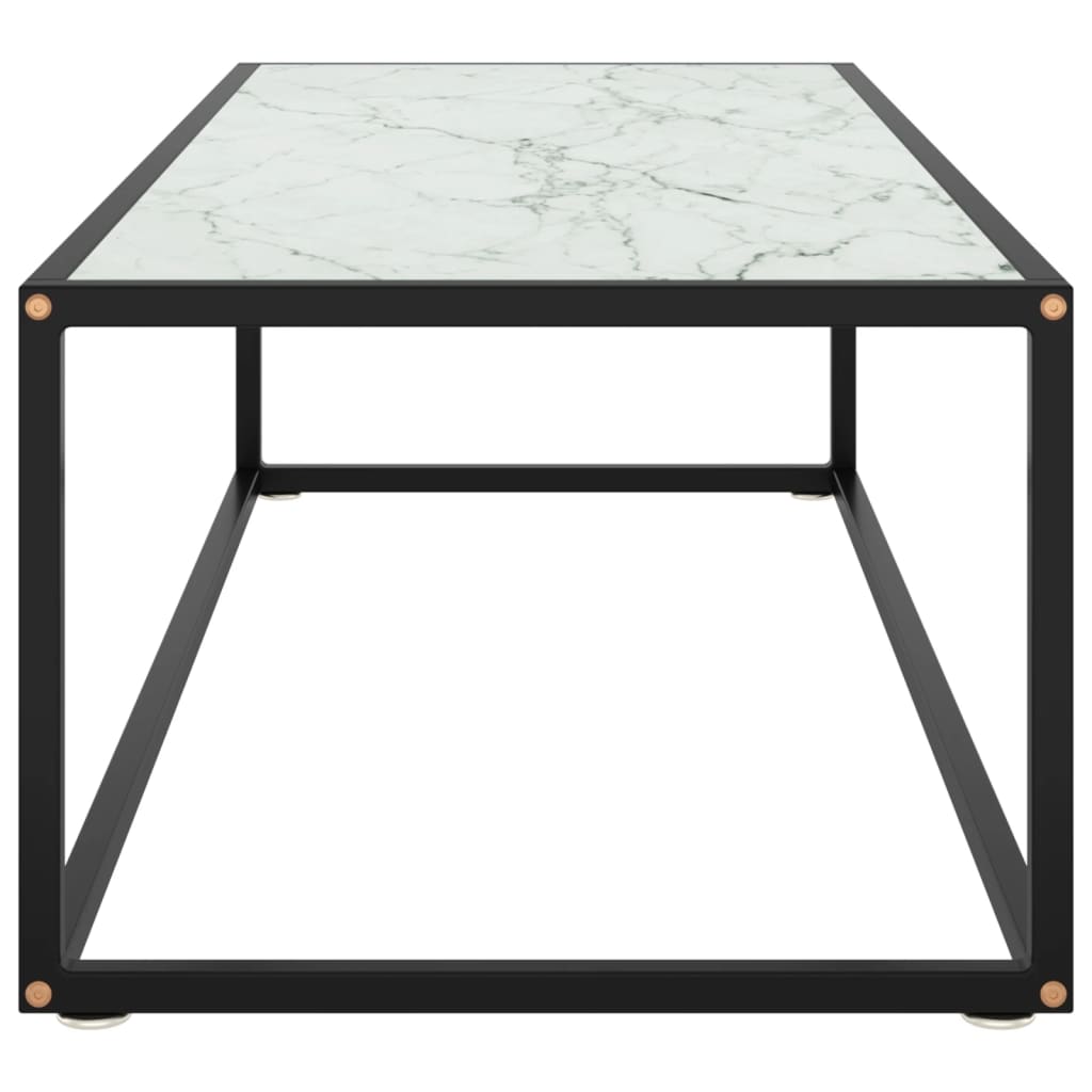vidaXL Klubska mizica črna z belim marmornim steklom 120x50x35 cm