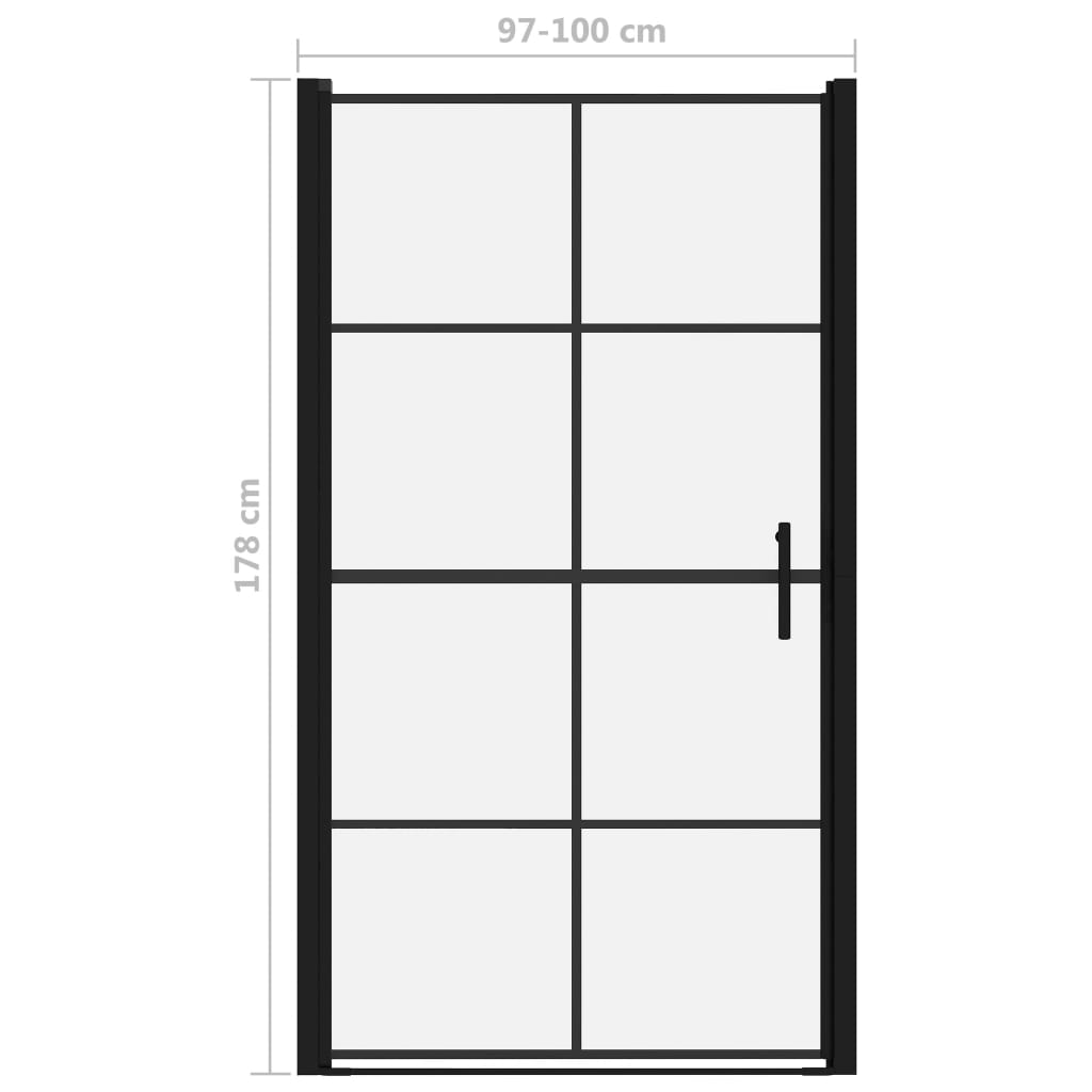 vidaXL Vrata za tuš kaljeno steklo 100x178 cm črna