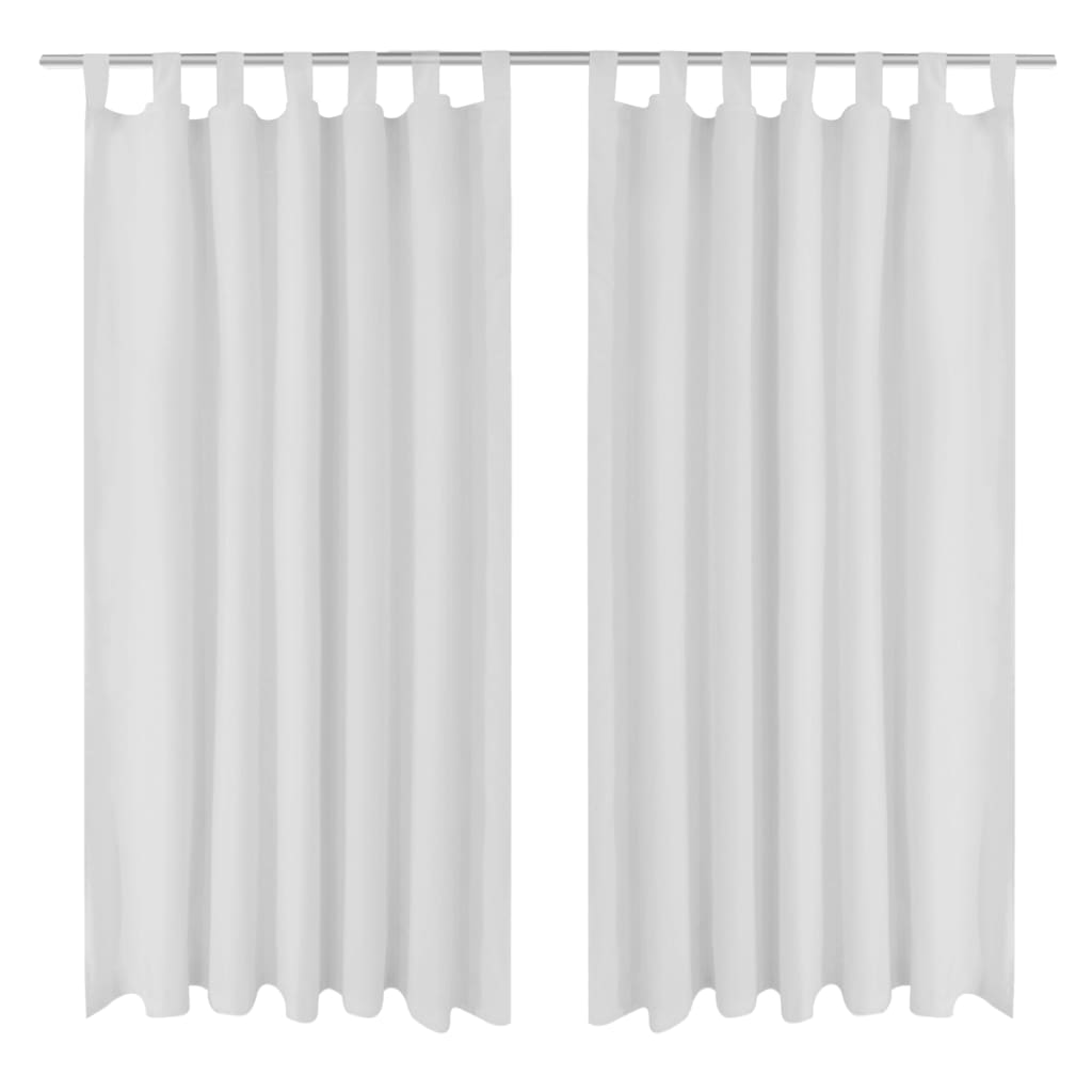 2 kosa belih satenasih zaves z obročki 140 x 225 cm
