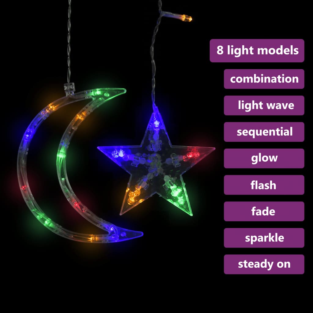 vidaXL Okrasne lučke zvezde in lune z daljincem 345 LED lučk barvne