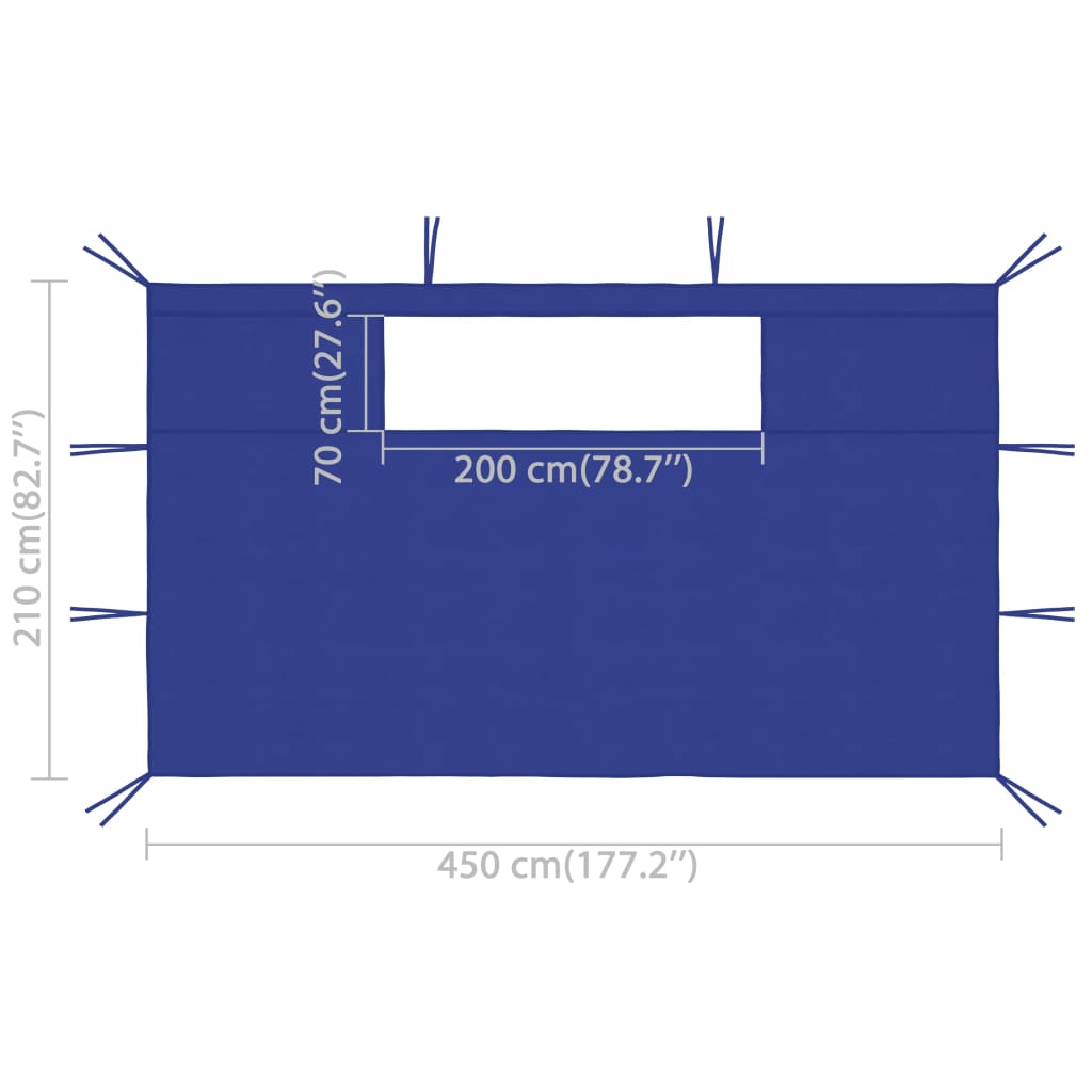 vidaXL Stranice za paviljon z okni 2 kosa 4,5x2,1 m modre 70 g/m²