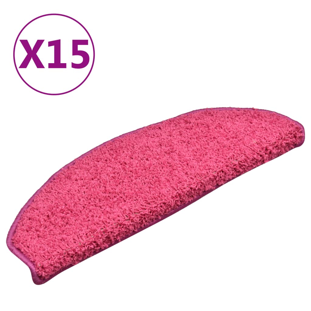 vidaXL Preproge za stopnice 15 kosov roza 65x21x4 cm