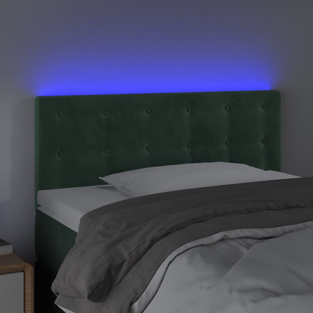 vidaXL LED posteljno vzglavje temno zeleno 80x5x78/88 cm žamet