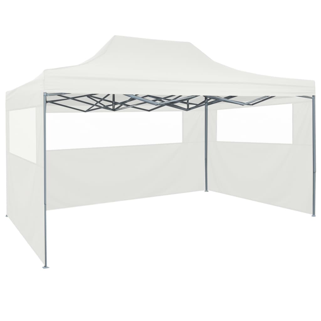 vidaXL Zložljiv vrtni šotor s 4 stranicami 3x4,5 m bel