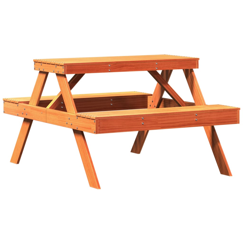 vidaXL Piknik miza voščeno rjava 105x134x75 cm trdna borovina