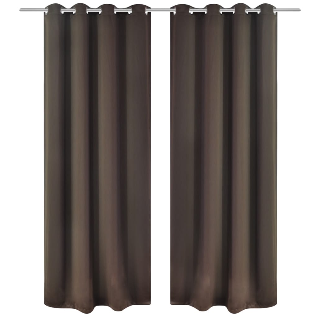 vidaXL Zatemnitvena zavesa s kovinskimi obročki 270x245 cm rjave barve