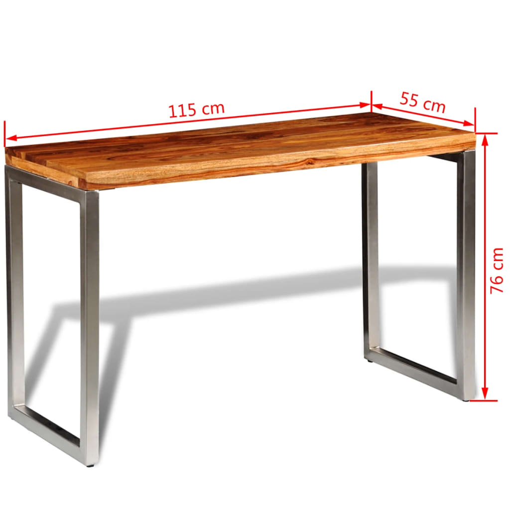 vidaXL Jedilna/pisalna miza iz masivnega palisadra z jeklenimi nogami