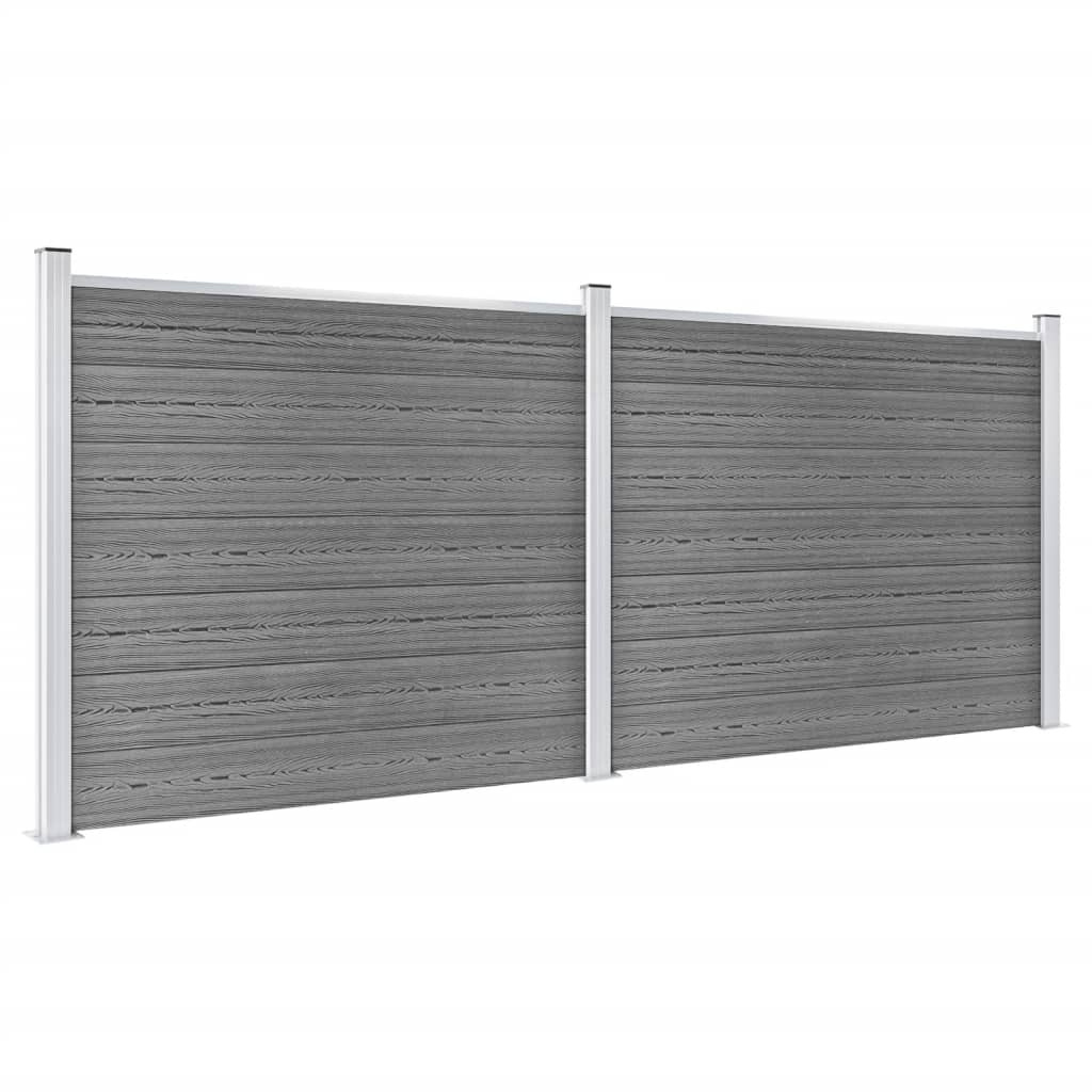 vidaXL Komplet ograjnih panelov WPC 353x146 cm siv