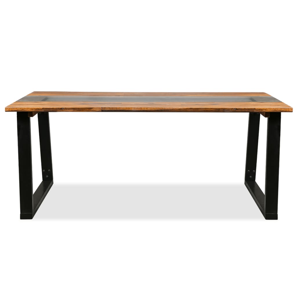 vidaXL Jedilna miza iz masivnega lesa akacije in stekla 180x90x75 cm