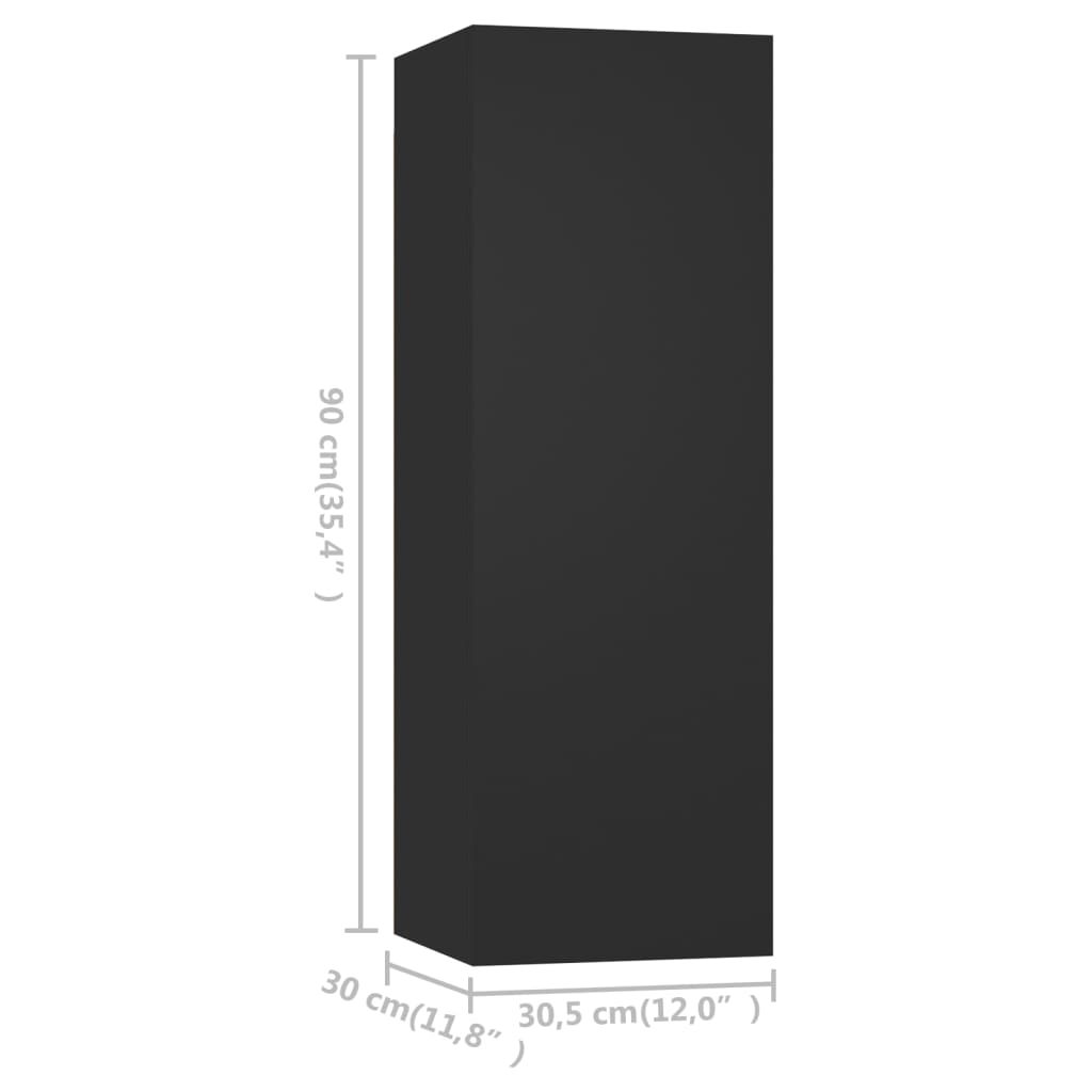 vidaXL TV omarica 2 kosa črna 30,5x30x90 cm iverna plošča