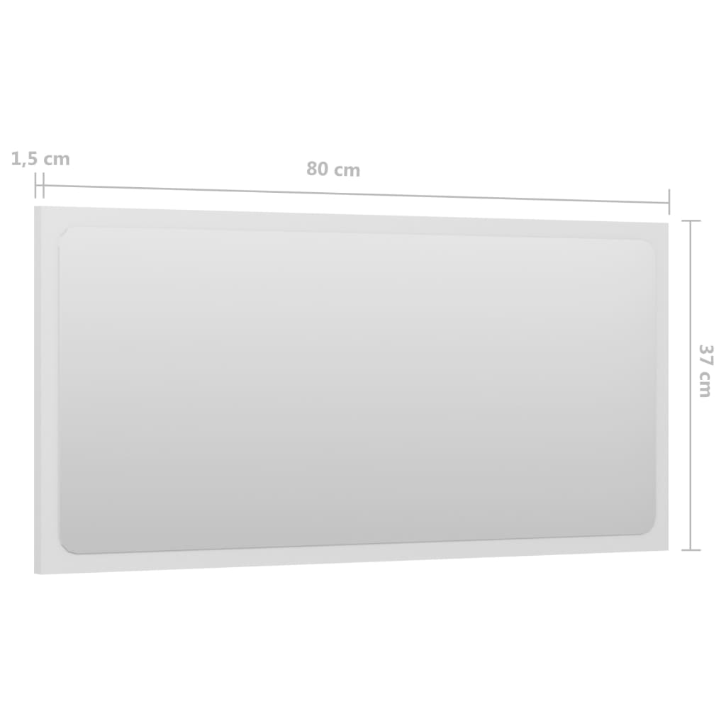 vidaXL Kopalniško ogledalo visok sijaj belo 80x1,5x37 cm iverna pl.