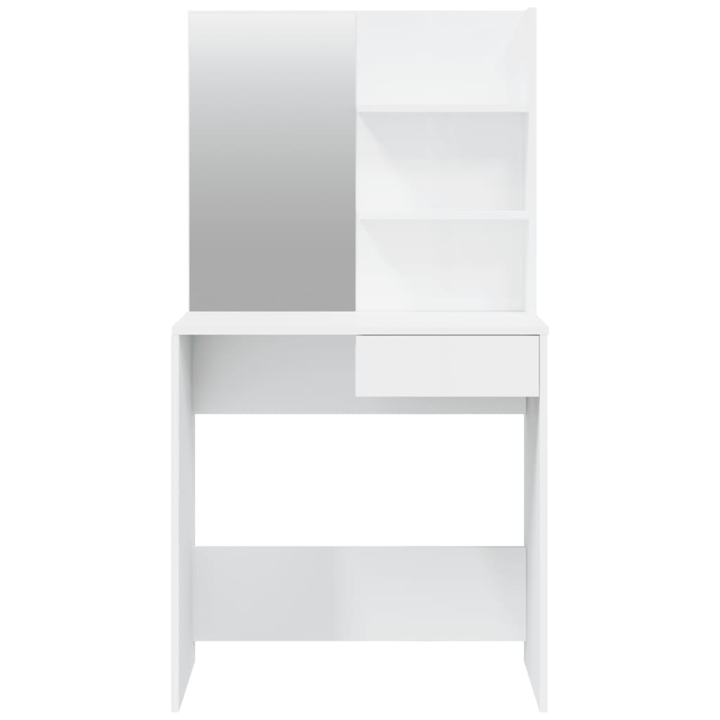vidaXL Toaletna mizica z ogledalom visok sijaj bela 74,5x40x141 cm