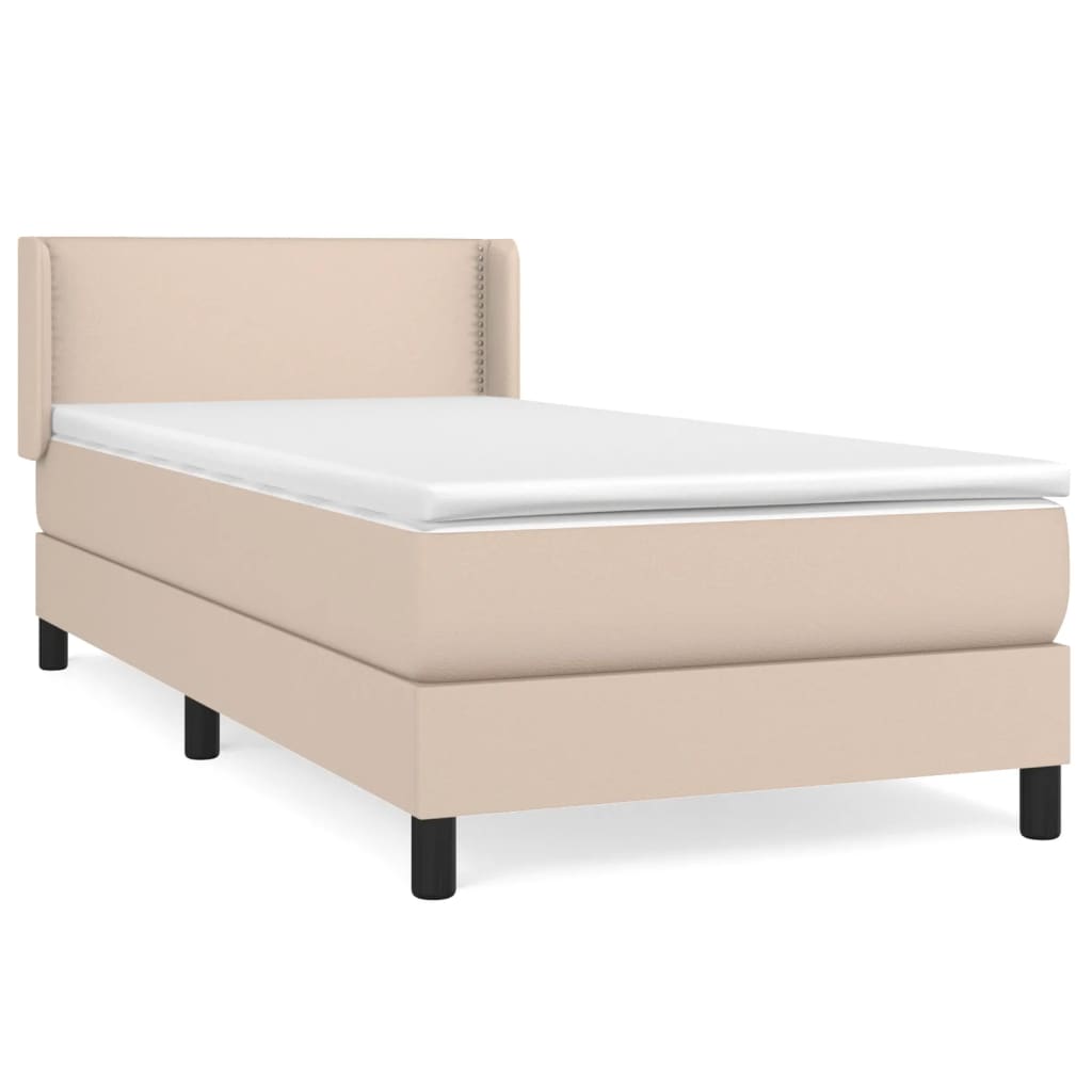 vidaXL Box spring postelja z vzmetnico kapučino 80x200 cm umetno usnje