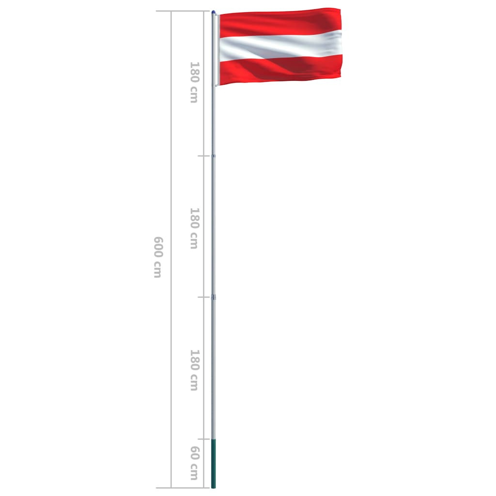 vidaXL Zastava Avstrije in aluminijast zastavni drog 6 m