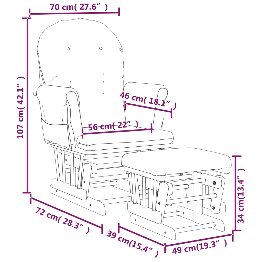 vidaXL Stol za dojenje s stolčkom svetlo sivo blago